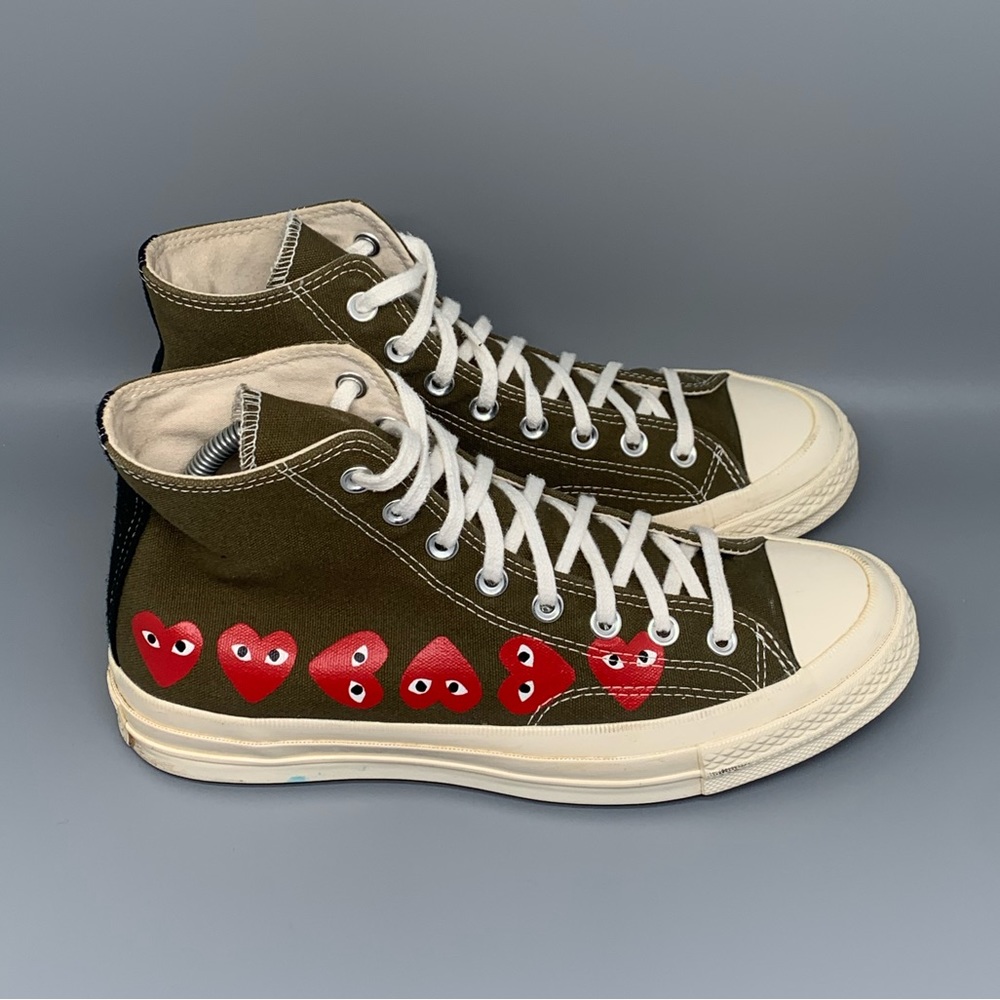 Chuck Taylor All Star 70 Hi Comme des Garcons Hearts Shoes Men's Sz 8 Women Sz10